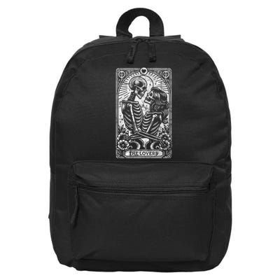 The Lovers Vintage Skeleton Couple Skull Gothic Tarot Card 16 in Basic Backpack