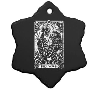 The Lovers Vintage Skeleton Couple Skull Gothic Tarot Card Ceramic Star Ornament