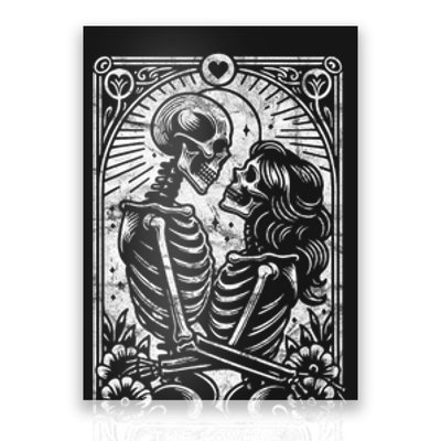 The Lovers Vintage Skeleton Couple Skull Gothic Tarot Card Poster