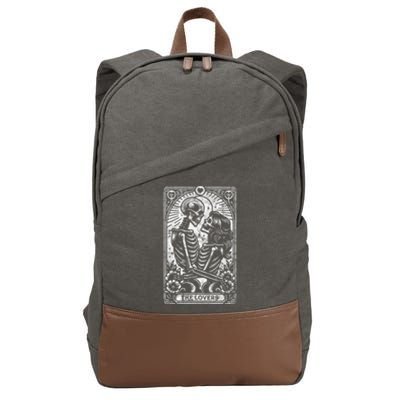 The Lovers Vintage Skeleton Couple Skull Gothic Tarot Card Cotton Canvas Backpack