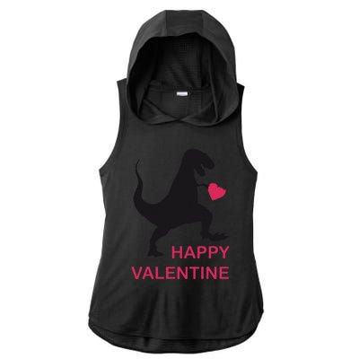 TRex Love Valentine's Day Gift Dino Ladies PosiCharge Tri-Blend Wicking Draft Hoodie Tank