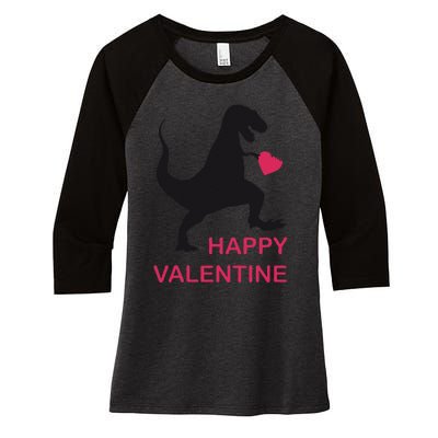 TRex Love Valentine's Day Gift Dino Women's Tri-Blend 3/4-Sleeve Raglan Shirt