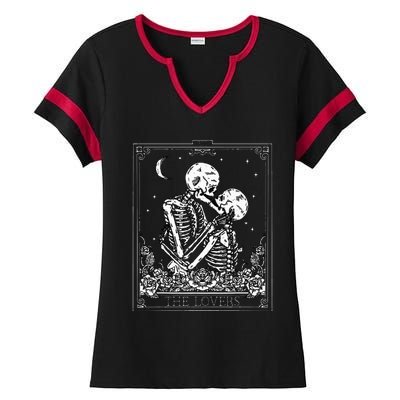 The Lovers Vintage Tarot Card Astrology Goth Halloween Women Ladies Halftime Notch Neck Tee