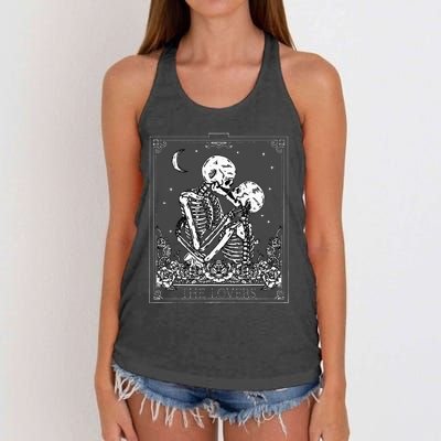 The Lovers Vintage Tarot Card Astrology Goth Halloween Women Women's Knotted Racerback Tank