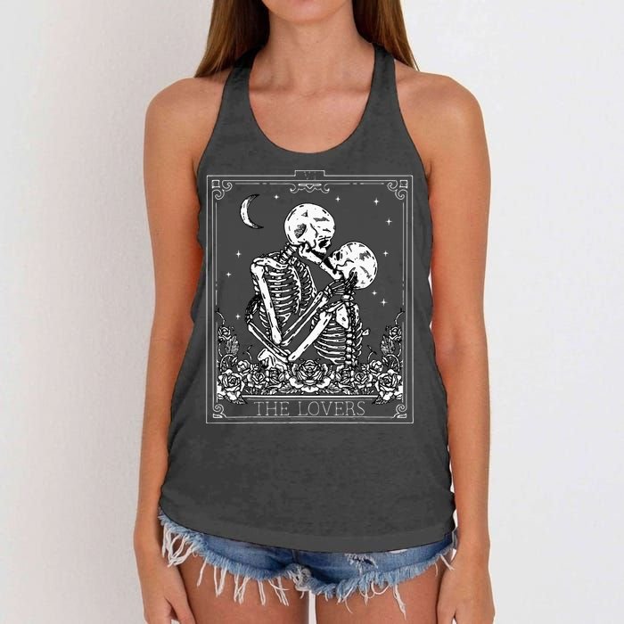 The Lovers Vintage Tarot Card Astrology Goth Halloween Women Women's Knotted Racerback Tank