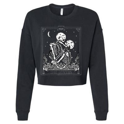 The Lovers Vintage Tarot Card Astrology Goth Halloween Women Cropped Pullover Crew