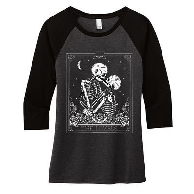 The Lovers Vintage Tarot Card Astrology Goth Halloween Women Women's Tri-Blend 3/4-Sleeve Raglan Shirt