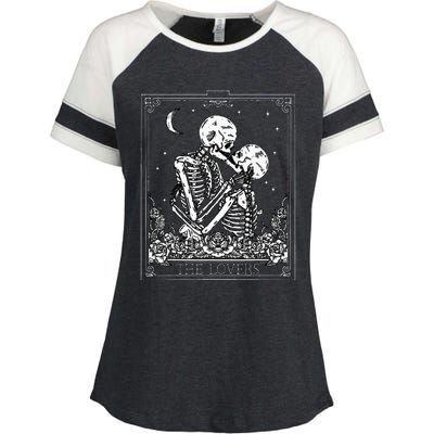 The Lovers Vintage Tarot Card Astrology Goth Halloween Women Enza Ladies Jersey Colorblock Tee