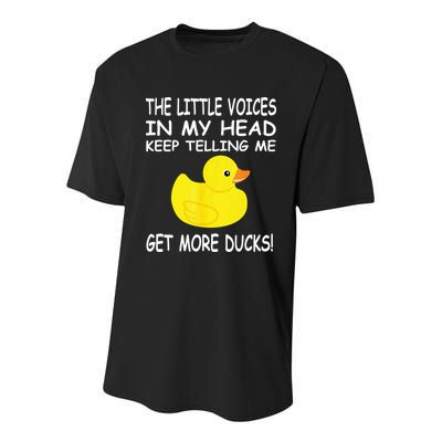 The Little Voices In My Head Keep Telling Me Get More Ducks Youth Performance Sprint T-Shirt