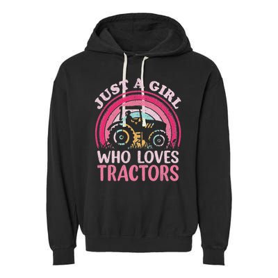 Tractor Lover Vintage Just A Girl Who Loves Tractors Garment-Dyed Fleece Hoodie