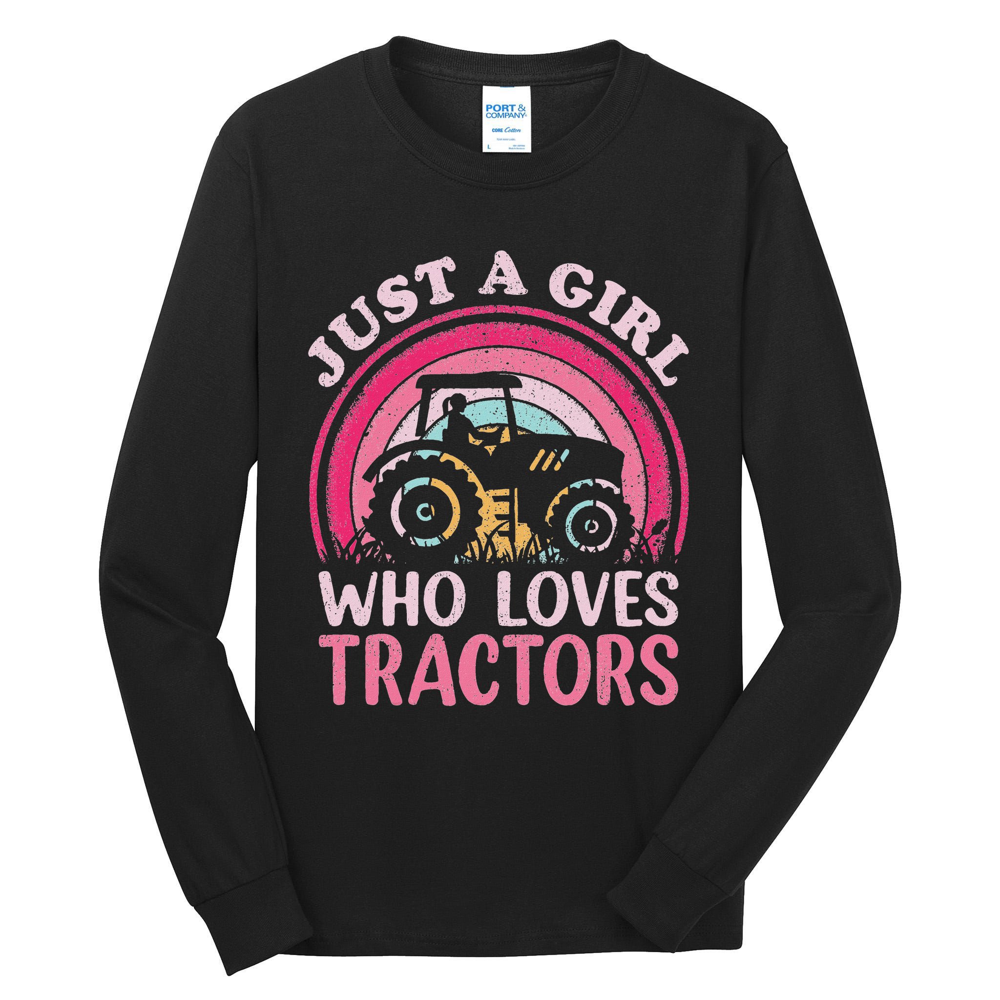 Tractor Lover Vintage Just A Girl Who Loves Tractors Tall Long Sleeve T-Shirt