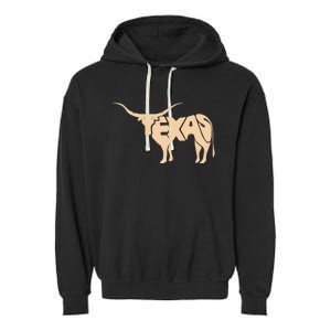 Texas Longhorn Word Art - Cool Animal Garment-Dyed Fleece Hoodie