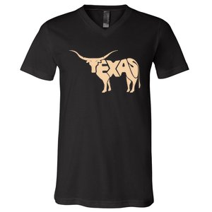 Texas Longhorn Word Art - Cool Animal V-Neck T-Shirt