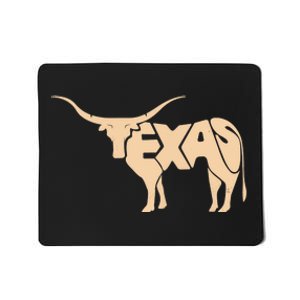 Texas Longhorn Word Art - Cool Animal Mousepad