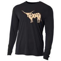 Texas Longhorn Word Art - Cool Animal Cooling Performance Long Sleeve Crew