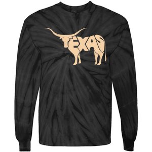 Texas Longhorn Word Art - Cool Animal Tie-Dye Long Sleeve Shirt