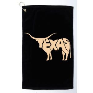 Texas Longhorn Word Art - Cool Animal Platinum Collection Golf Towel