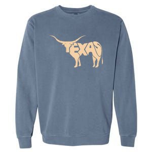 Texas Longhorn Word Art - Cool Animal Garment-Dyed Sweatshirt