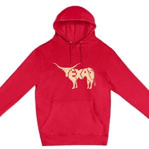 Texas Longhorn Word Art - Cool Animal Premium Pullover Hoodie