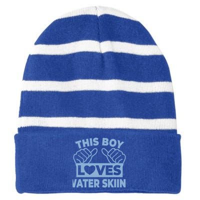 This Loves Water Skiing Water Skiing Water Skier Gift Striped Beanie with Solid Band