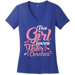 This Loves Water Aerobics Design Water Aerobics Meaningful Gift Women's V-Neck T-Shirt