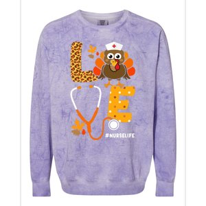 Thanksgiving Love With Stethoscope And Turkey For Nurse Gift Colorblast Crewneck Sweatshirt