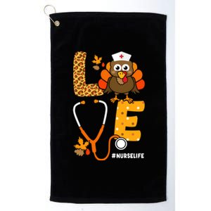 Thanksgiving Love With Stethoscope And Turkey For Nurse Gift Platinum Collection Golf Towel