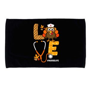 Thanksgiving Love With Stethoscope And Turkey For Nurse Gift Microfiber Hand Towel