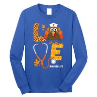 Thanksgiving Love With Stethoscope And Turkey For Nurse Gift Long Sleeve Shirt