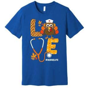 Thanksgiving Love With Stethoscope And Turkey For Nurse Gift Premium T-Shirt