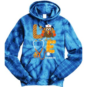 Thanksgiving Love With Stethoscope And Turkey For Nurse Gift Tie Dye Hoodie