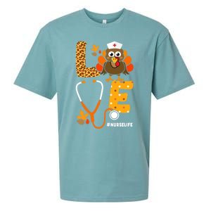 Thanksgiving Love With Stethoscope And Turkey For Nurse Gift Sueded Cloud Jersey T-Shirt