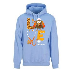 Thanksgiving Love With Stethoscope And Turkey For Nurse Gift Unisex Surf Hoodie