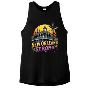 Traveling Lovers We Stand Nola Strong New Orleans Apparel Ladies PosiCharge Tri-Blend Wicking Tank