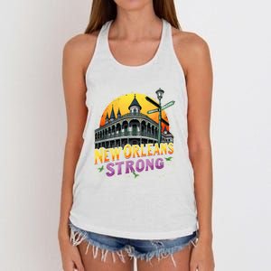 Traveling Lovers We Stand Nola Strong New Orleans Apparel Women's Knotted Racerback Tank