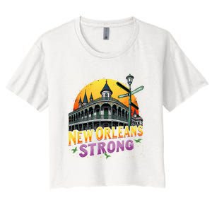 Traveling Lovers We Stand Nola Strong New Orleans Apparel Women's Crop Top Tee