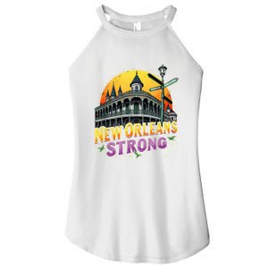 Traveling Lovers We Stand Nola Strong New Orleans Apparel Women's Perfect Tri Rocker Tank