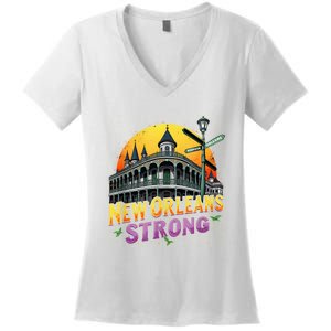 Traveling Lovers We Stand Nola Strong New Orleans Apparel Women's V-Neck T-Shirt