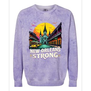 Traveling Lovers We Stand Nola Strong New Orleans Costume Colorblast Crewneck Sweatshirt