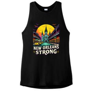 Traveling Lovers We Stand Nola Strong New Orleans Costume Ladies PosiCharge Tri-Blend Wicking Tank