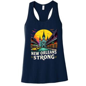 Traveling Lovers We Stand Nola Strong New Orleans Costume Women's Racerback Tank