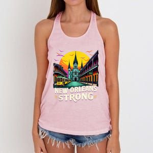 Traveling Lovers We Stand Nola Strong New Orleans Costume Women's Knotted Racerback Tank