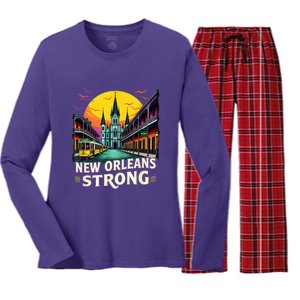 Traveling Lovers We Stand Nola Strong New Orleans Costume Women's Long Sleeve Flannel Pajama Set 