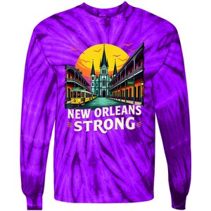 Traveling Lovers We Stand Nola Strong New Orleans Costume Tie-Dye Long Sleeve Shirt