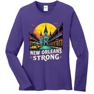 Traveling Lovers We Stand Nola Strong New Orleans Costume Ladies Long Sleeve Shirt