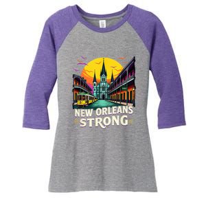 Traveling Lovers We Stand Nola Strong New Orleans Costume Women's Tri-Blend 3/4-Sleeve Raglan Shirt