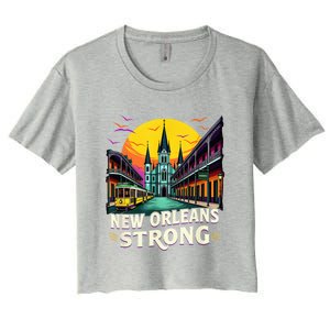 Traveling Lovers We Stand Nola Strong New Orleans Costume Women's Crop Top Tee