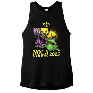 Traveling Lovers We Stand Nola Strong New Orleans Design Ladies PosiCharge Tri-Blend Wicking Tank