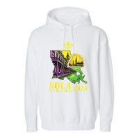 Traveling Lovers We Stand Nola Strong New Orleans Design Garment-Dyed Fleece Hoodie