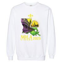 Traveling Lovers We Stand Nola Strong New Orleans Design Garment-Dyed Sweatshirt